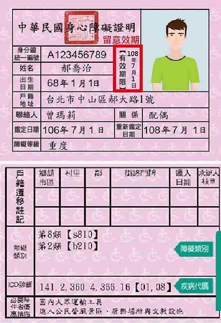 身心障礙證明範例